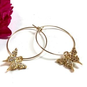Butterfly Earrings, Hoops, Dragonfly, Insect, Bee